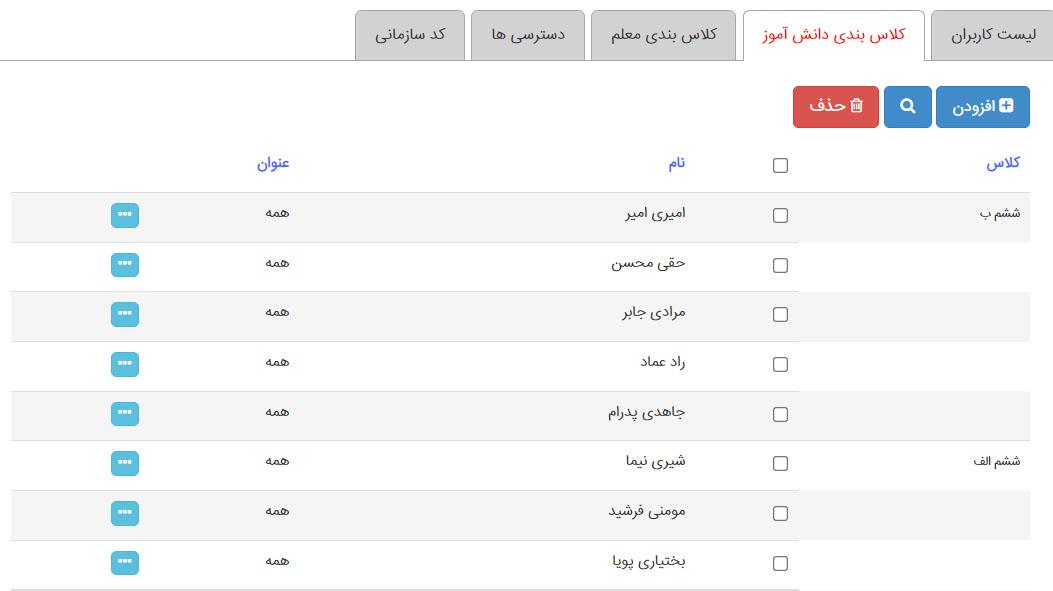 کلاسبندی دانش آموزان مدیار