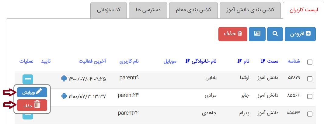 ویرایش کاربر